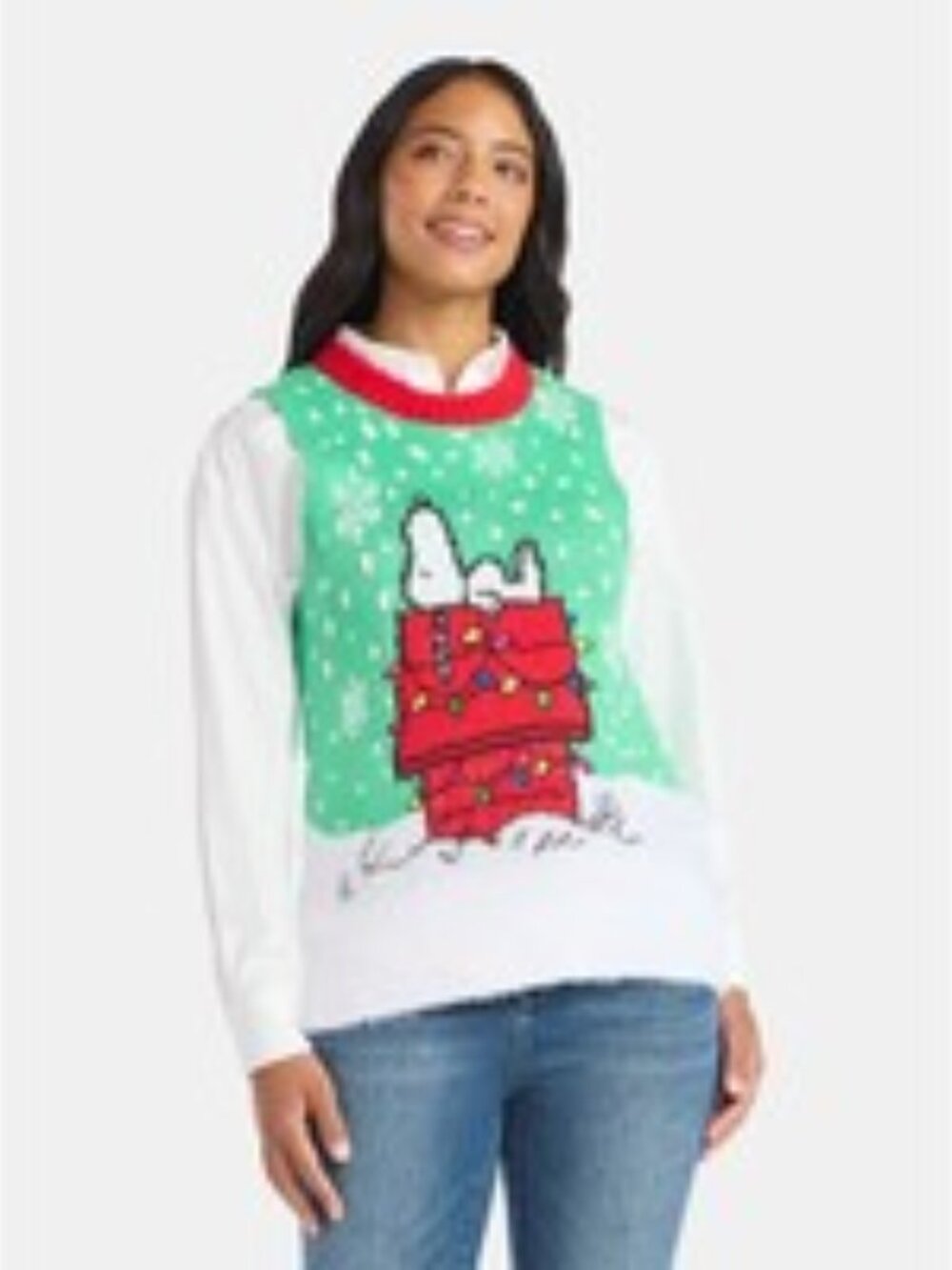 Peanuts Snoopy Women's Embellished Christmas Sweater Vest Sz XS NWT